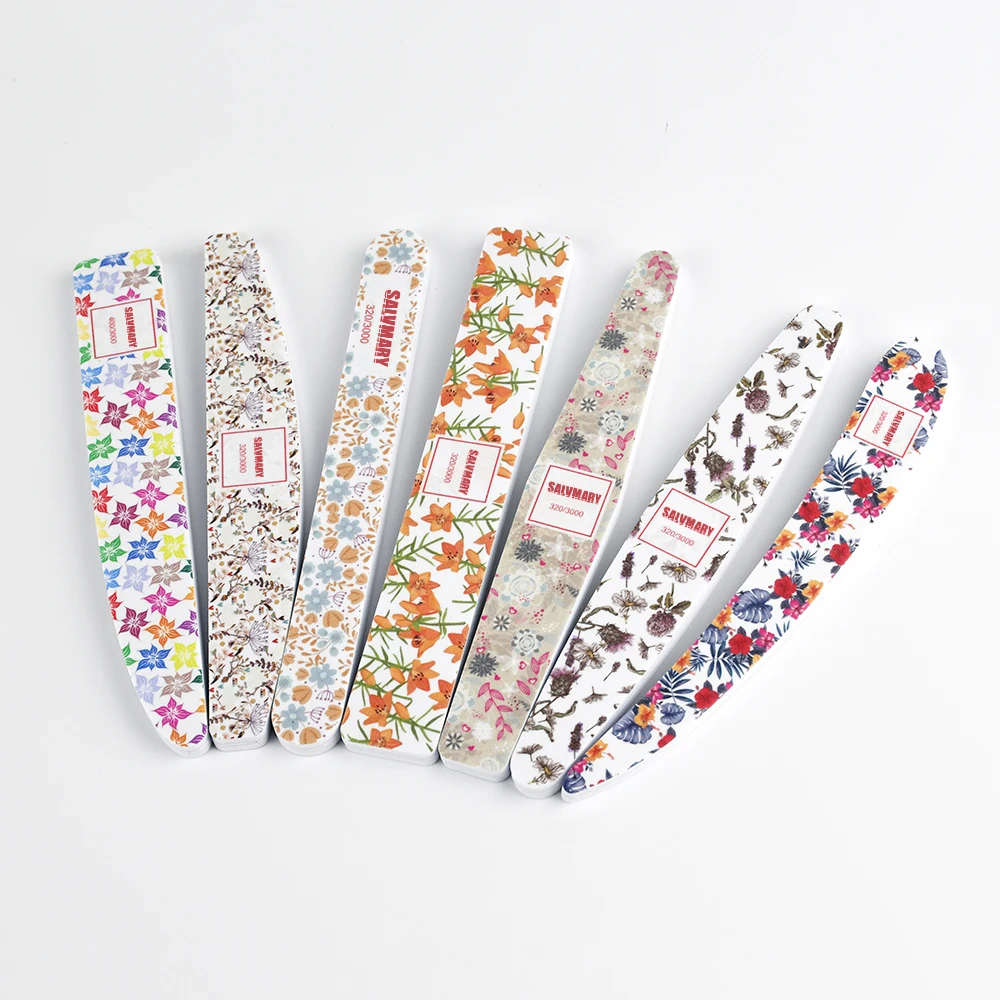 Custom Shape Pattern Professional 2 Sides Manicure Tools 320/3000 Grit Sponge Shiny Polishing Nail Files