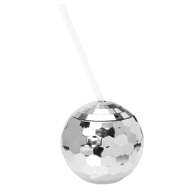 20 oz BPA Free Plastic Disco Ball Cup Novelty Plastic Drinking Straw Cups Cocktail Drinking Tumbler with Lid and Straw for Party