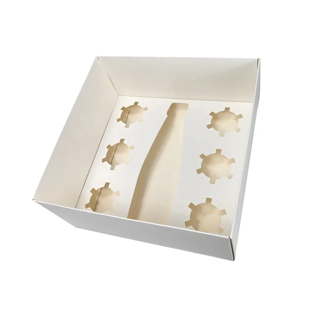 XJH Clear Bento Cupcake Box with Wine Bottle Clear Bento Cake Box with 6 Cupcake Insert Bento Plus 6 Cupcake Box