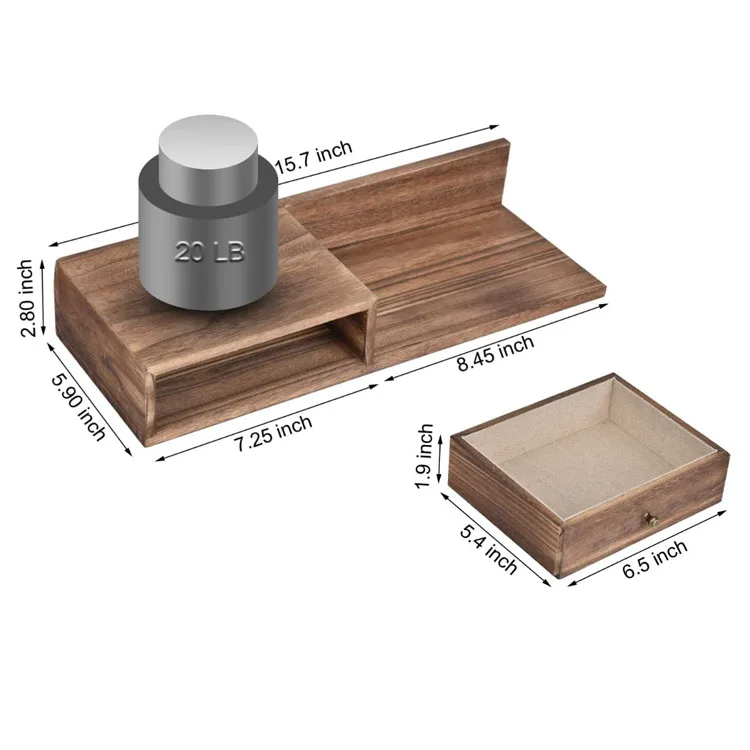 
Hot sale rustic natural carbonized black floating shelf with drawer multi purpose floating shelf 