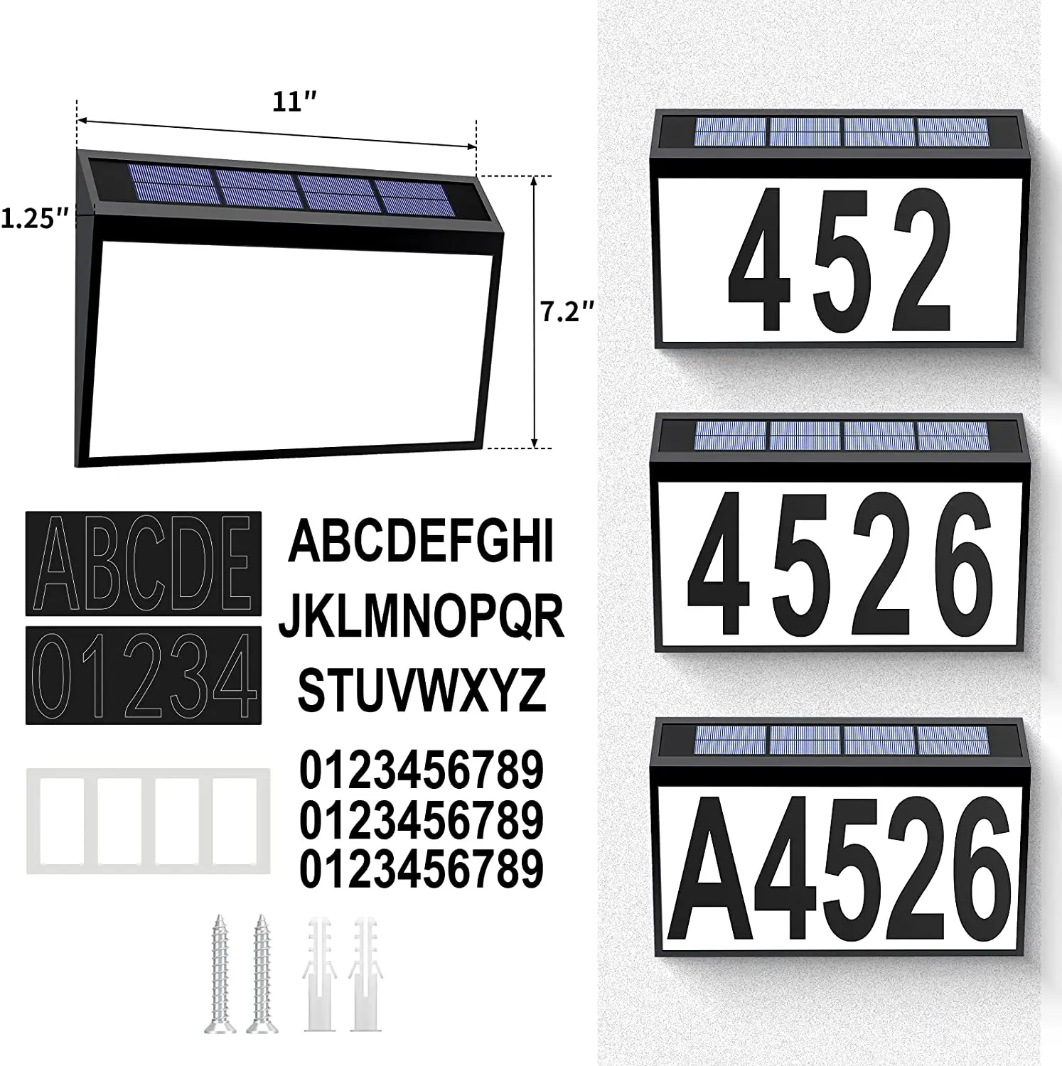 solar led address numbers door light house number