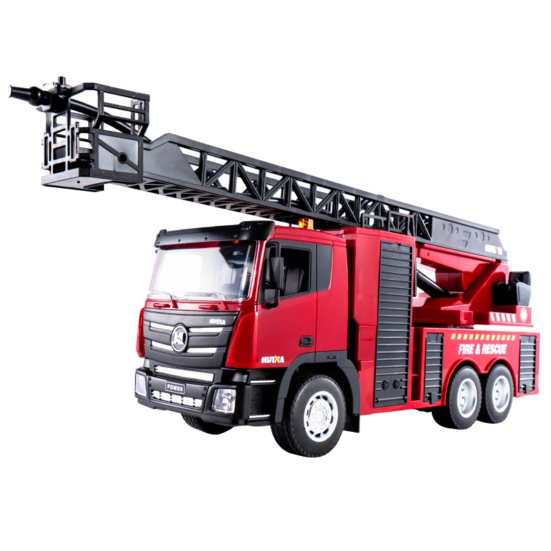 Huina 1361 remote control fire fighting truck 1:18 scale 9 channel rc fire engine with ladder and led lights