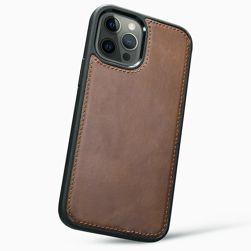 Genuine Leather Mobile Cases for iPhone 12 Pro 6.1 inch Customize Coffee Wallet Designer for Handmade for Phone Leather Case