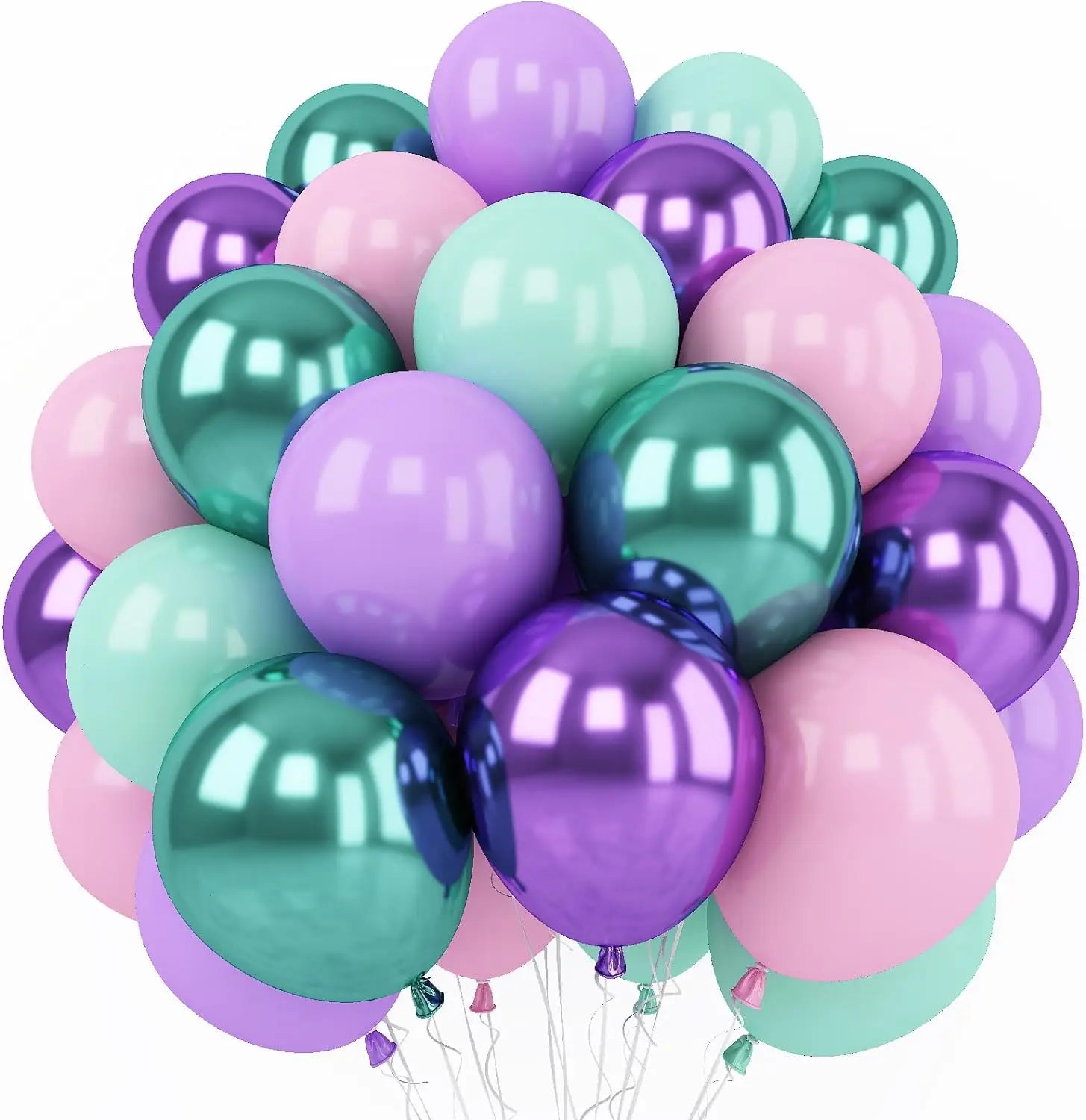 60 pcs30.48cm metal purple pink green blue latex balloon Girl Mermaid birthday party decoration, baby shower, birthday