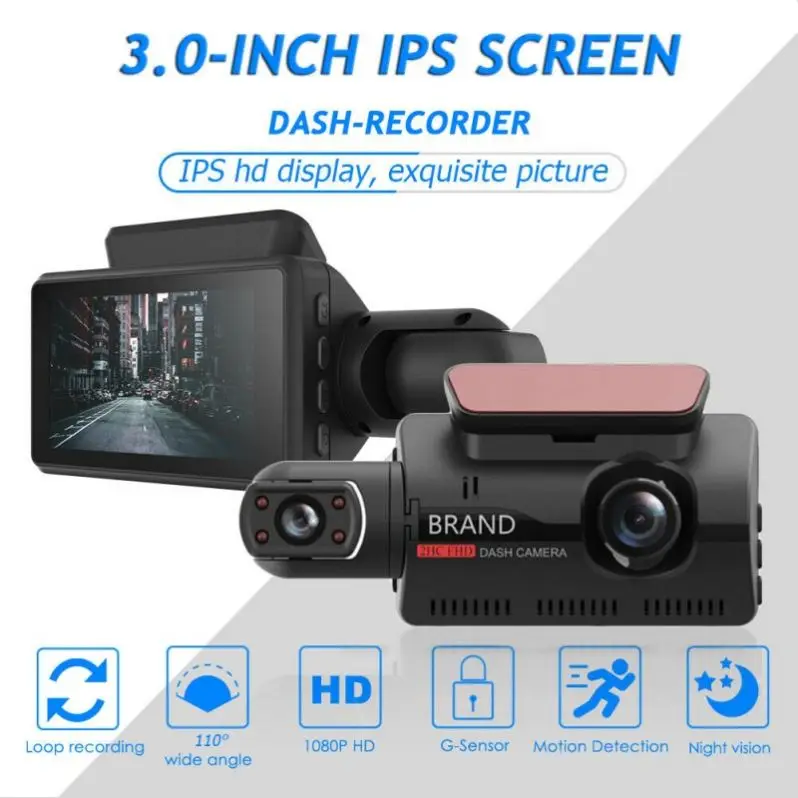 WiFi Car DVR Video Recorder with Dual HD 1080P Front & Rear Cameras 2 Lenses Wide Angle Night Vision Dash Cam