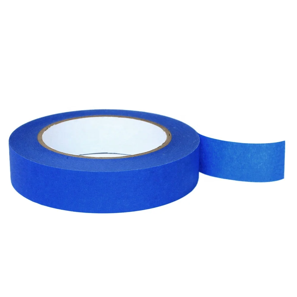 1- Blue Color Recyclable Heat UV Resistant Automotive Auto Car Spraying Painting Masking Crepe Washi Paper Self Adhesive Tape