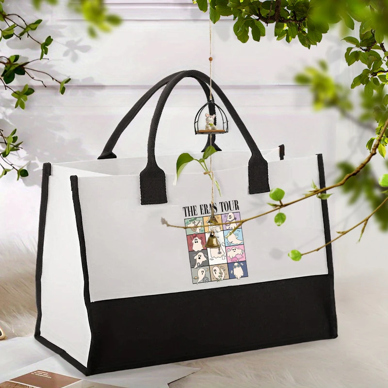 1 Pc  Taylor Ghosts Eras Tour Halloween Pattern Shipping Large Personalized Canvas Beach Bag Monogrammed Gift Tote Bag for Women