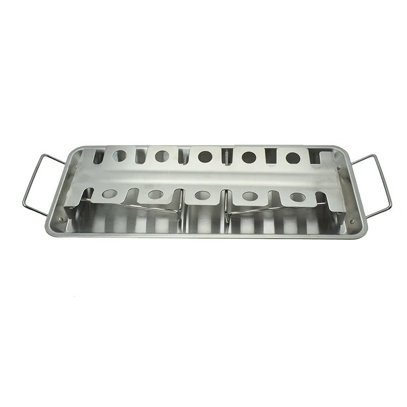 Roasting Stainless Steel BBQ Grill Rack Chicken Leg Rack BBQ Rack Chicken Wing with Washable Oil Drip Pan