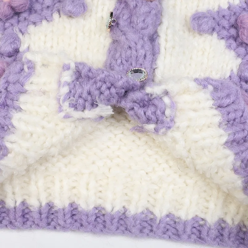 New Arrivals Winter Thick Double Button Flower Pattern V Neck Cardigan Knitted Knitwear