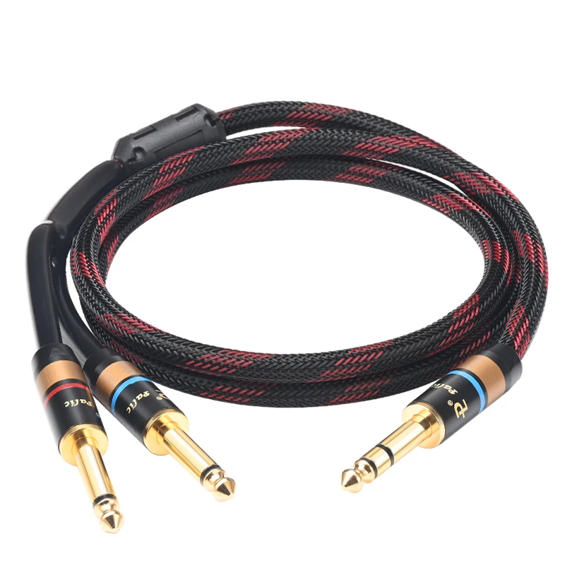 ATAUDIO Hifi Stereo 6.5 to Dual 6.5 Mono Audio Cable Gold-plated Male to Male Jack Mixer Phone Power Amplifier Audio Adapter