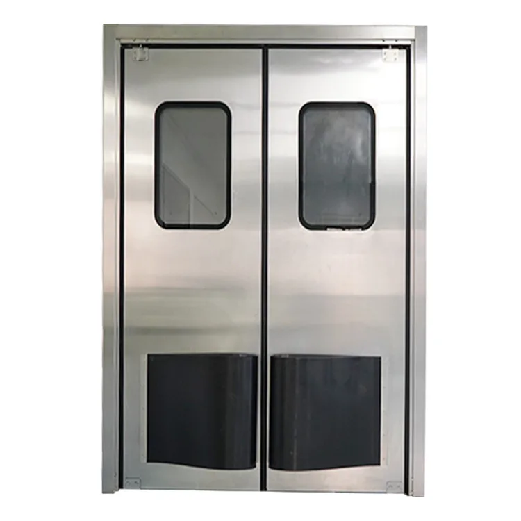 Anti-collision free door Stainless steel 304 two-way open automatic rebound food cold storage free door