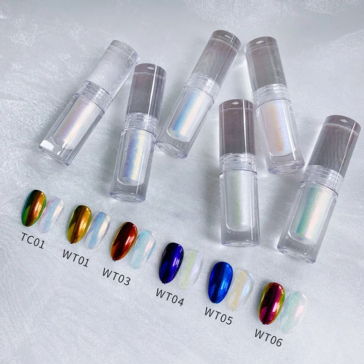 Bulk Nail Polish Liquid Type White Pearl Chrome Powder Nails Mirror Chameleon Aurora Powder Pigment Mirror Liquid Powder