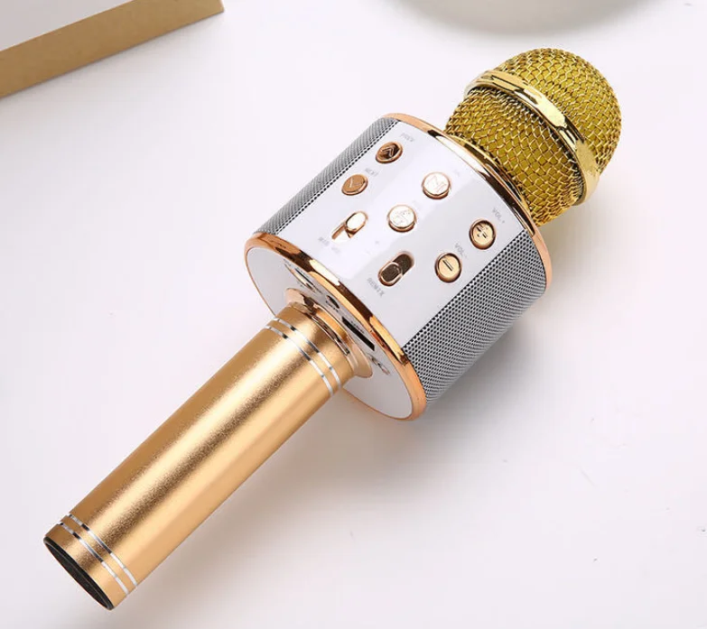 858 Wireless Karaoke Microphone Blue  tooth Handheld Portable Speak r Home KTV Player for all mobile phones