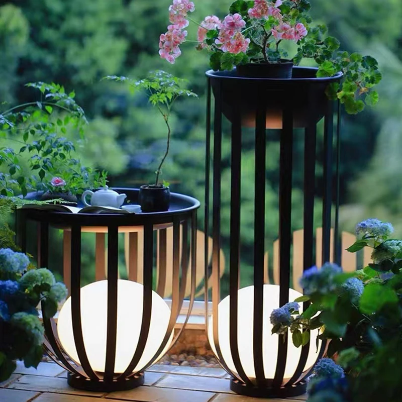 Other Living Room Furniture Storage Table Solar Light Metal Outdoor Patio Shelf Lantern Light