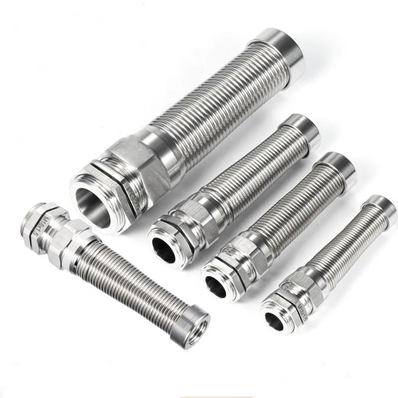 Anti-Bending Cable Gland Stainless Steel M18/PG11 Waterproof Metal Spiral Spring Cable Gland For Cable