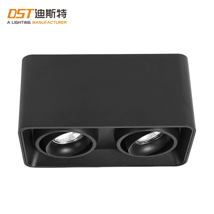 Surface Mounted Two Heads Aluminum Commercial Ceiling Rotatable MR16 GU10 Spotlights Housing