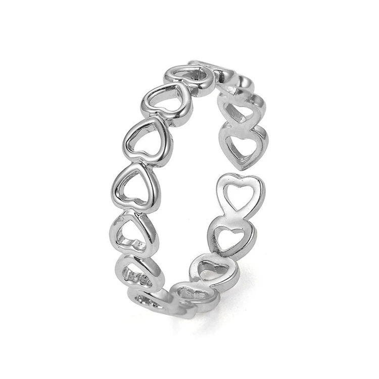 LX-195 Wholesale Normcore Design Finger Jewelry Fashion Simple Woman Alloy Simple Hollow Heart Ring