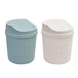 Mini With Lid Desktop Trash Bin Small Home Shake Cover Type Trash Can Office Waste Classification