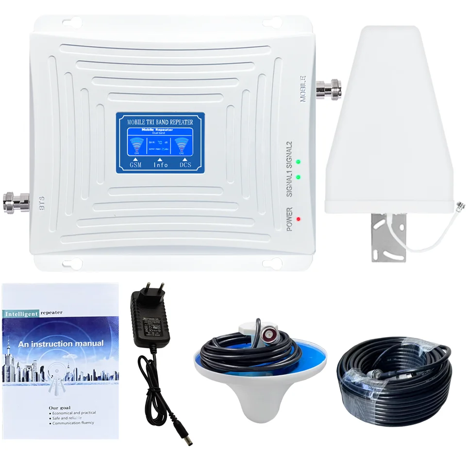 Hot Sales GSM DCS Dual-Band Amplifier 900 1800Mhz 4G 3G 2G Cellular Signal Booster Mobile Signal Repeater  With antenna
