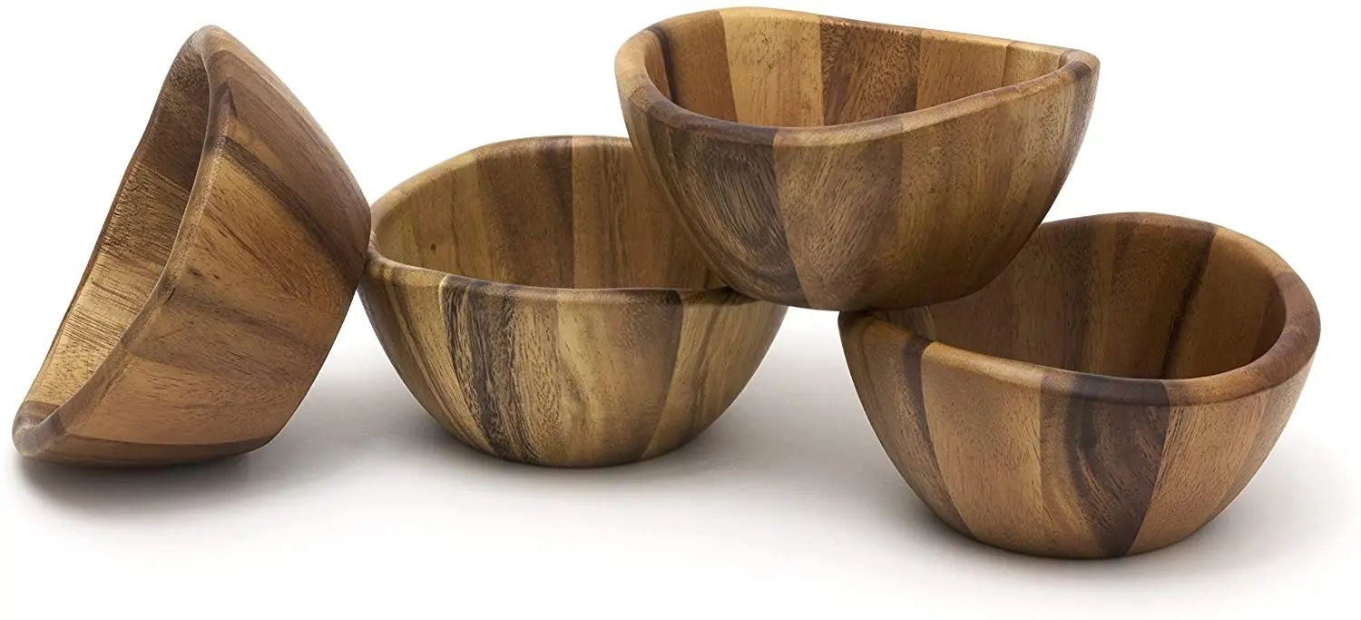 Acacia 6 x 3 Wave Bowl Set of 4