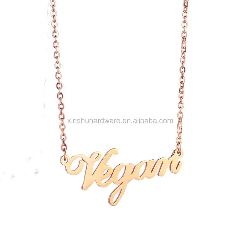 Custom Simple Stainless Steel Modern Vegan Pendant Unisex Word Charm with Circle and Number Pattern for Gift Party Plating