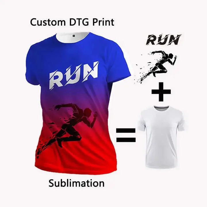 Wholesale Polyester Sublimation Printed Custom Design Running T Shirts