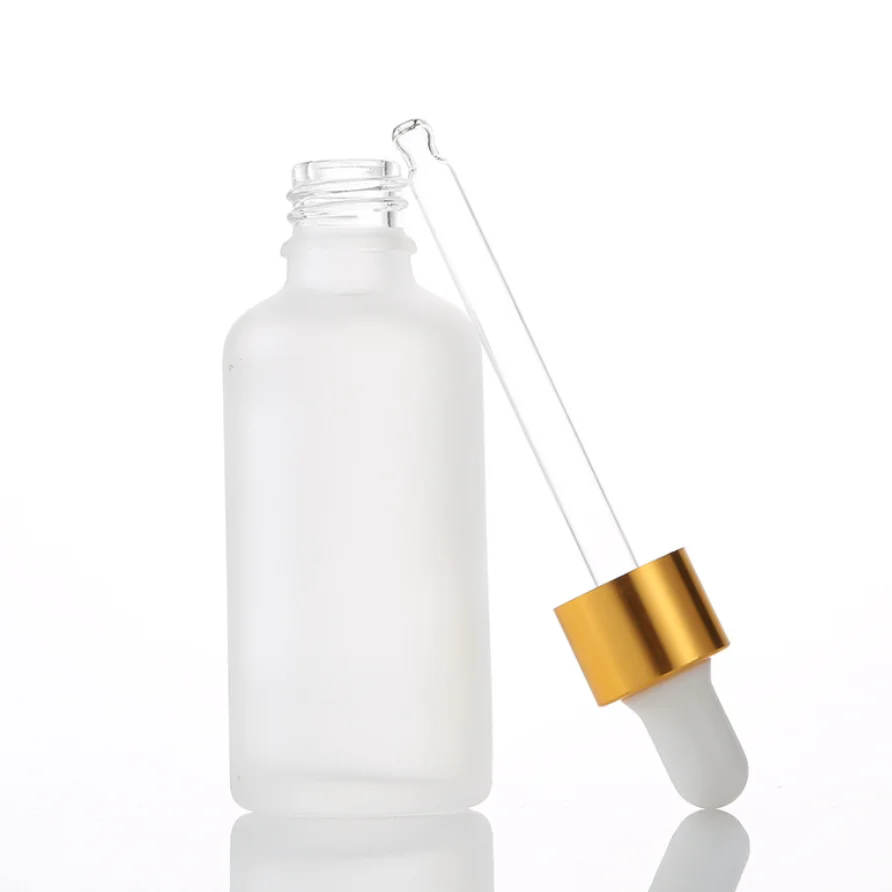 Wholesale 30ml clear frosted glass dropper bottle with lid