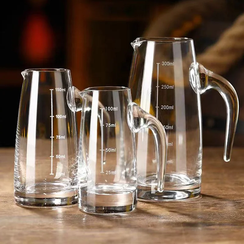 Thick Bottom Glass Baijiu Dispenser Household Whiskey Dispenser Red Wine Decanter Measuring Foreign Wine Jug with Handle