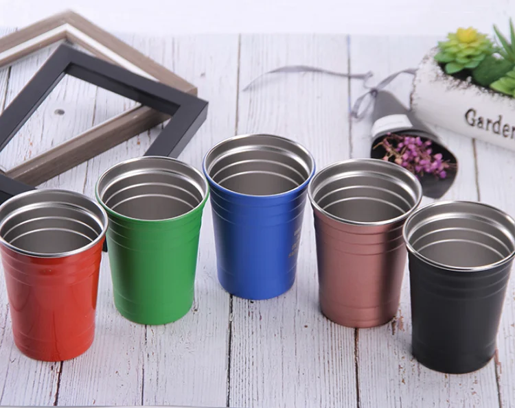 Reusable Stainless Steel 16oz 500ml Red Pint Cups Mini Party for Jello Shots Beer Pong Cups tumbler girlwill