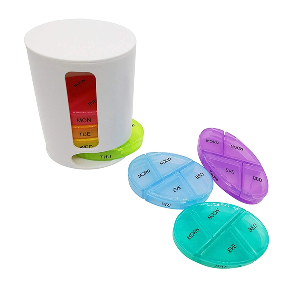 Large Capacity 28 Compartments Weekly Pill Box 7 Days Medicine Boxes Pill Organizer