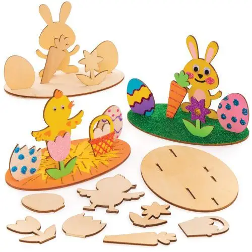 Easter Bunny with custom faces and clothes for DIY Craft Kits kids coloring kits laser cut Wood Ornaments Paint Kits