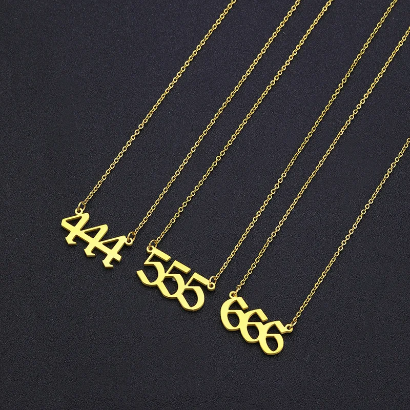 2022 Stylish Vintage Gold Silver Couple Necklace Punk Chain Stainless Steel Necklace Simple Lucky Number Necklace for Girls