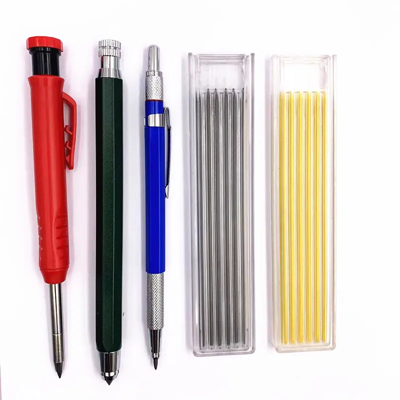 2.8mm Red Black Yellow Woodworking Mechanical Pencil Deep Hole Construction Carpenter Pencil Set