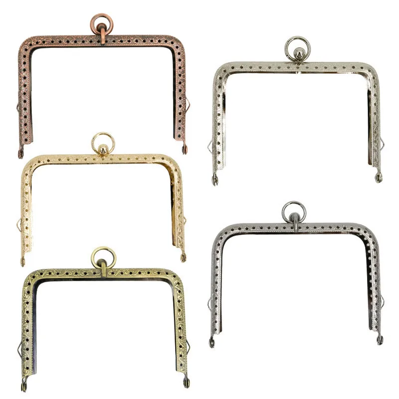Metal Flower Handle Sewing Handbag Coin Purse Bag Vintage Purse Wallet Arch Kiss Clasp Frame Lock for DIY Sewing Craft Bag Make