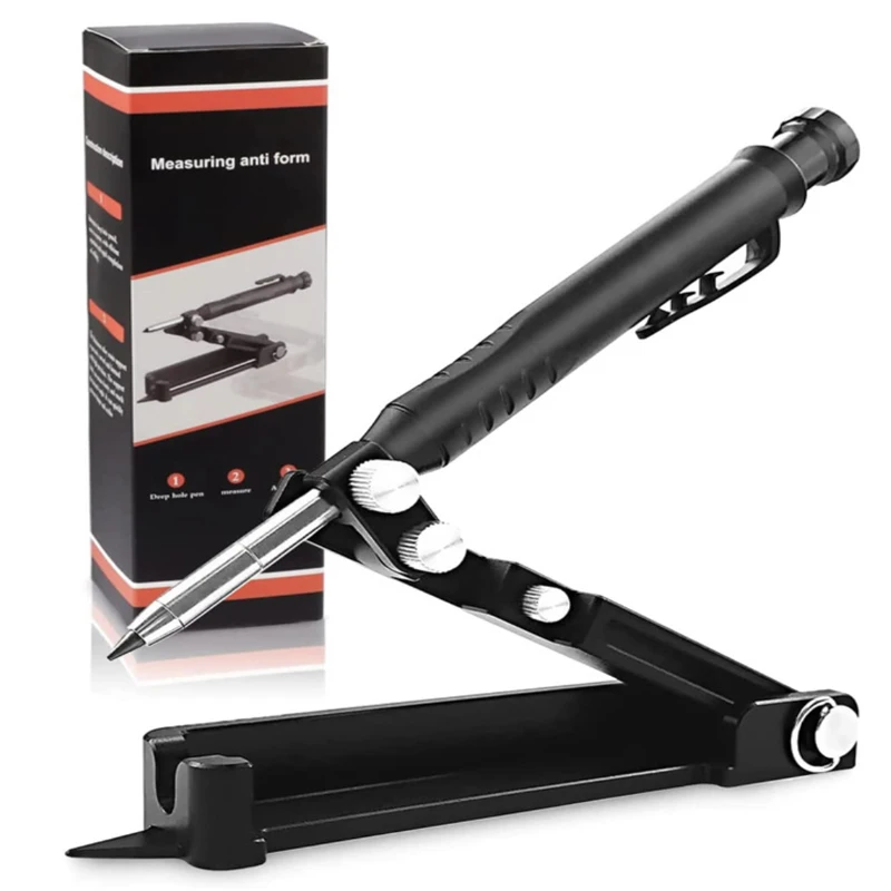 Multifunctional Adjustable Woodworking Deep Hole Pencil Construction Marking Measuring Scribing Tool Profile Scribing Ruler