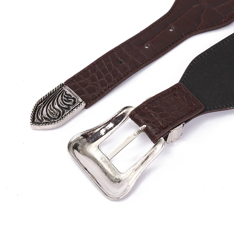 Leather Ladies Elastic Belt Black Retro Metal Square Buckle Belt Ladies Denim Trousers Belt Ceinture Femme