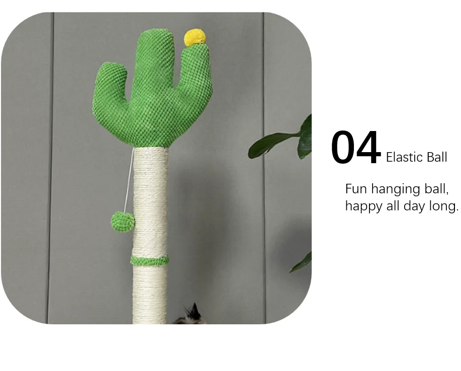 Cactus Cat Tree for Indoor Cats  Scratching Post Cactus Cat Scratcher with  Scratching Poles and Dangling Ball Large