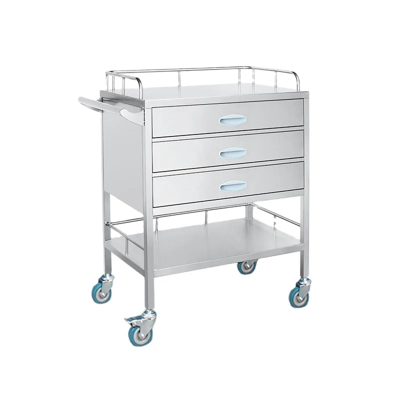 Emergency Trolley Medicine Cart Drug Dispensing Vehicle Suitable Treatment Stainless Steel Medicine Trolley