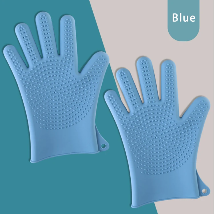 
Wholesale Multifunction Silicone Scrubber Gloves Heat Resistant Oven Mitt 