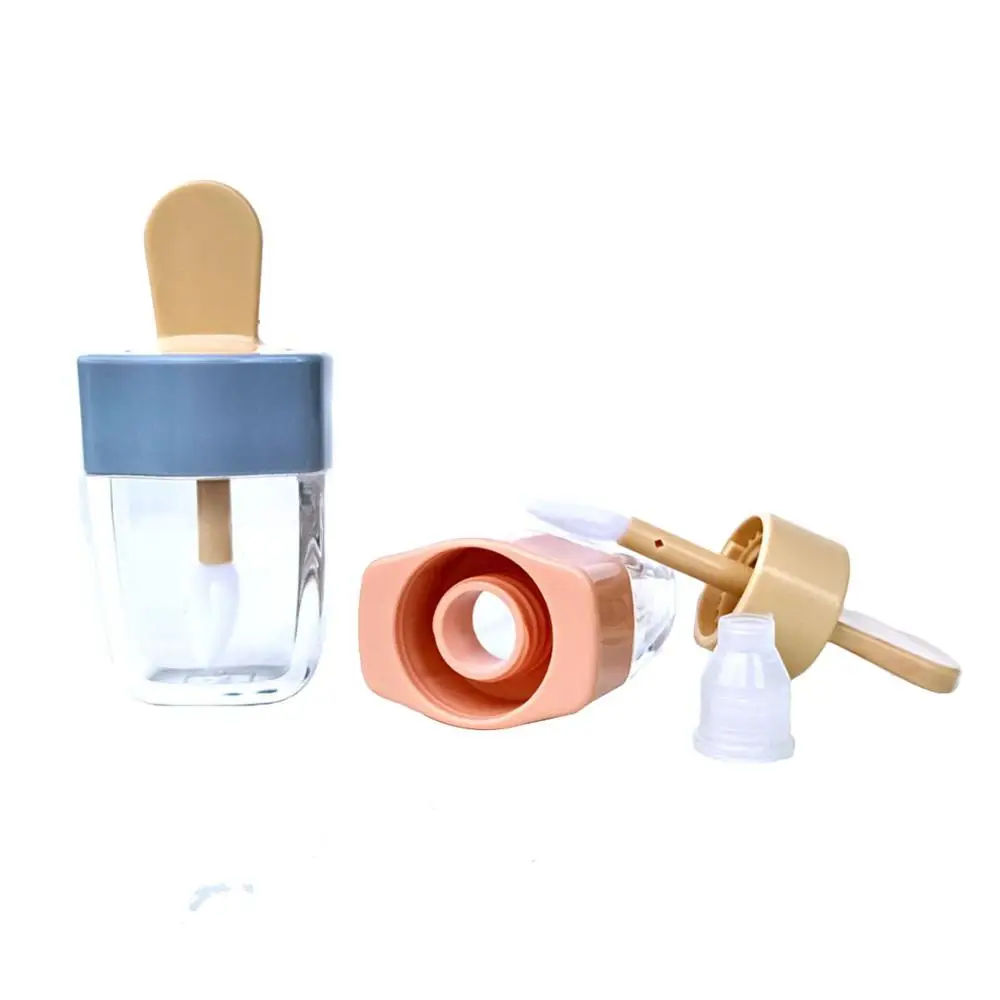 Cute ice cream shape empty heart brush lip gloss container packaging 5ml funny popsicle lipgloss tube