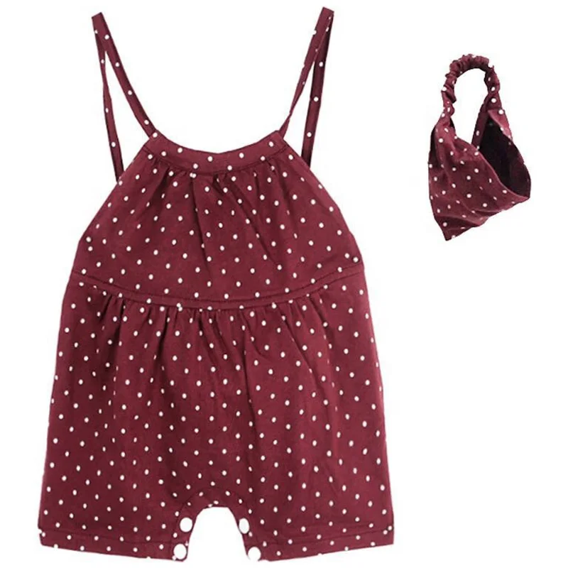 
Mud Kingdom Toddler Cute Polka Dot Print Sleeveless Baby Romper For Girl With Hair Hoop Baby Two Sets baby body suit 