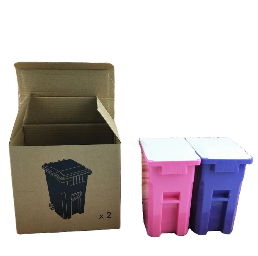 Mini Trash and Recycle Can Wheelie bin Pencil Cup Holder
