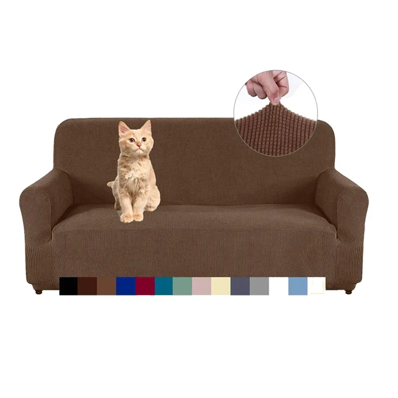 Grey  Sofa Cover for 3 2 1 seater couches Plain Slipcover Furniture Protector  Polar Fleece  Polyester Spandex Jacquard