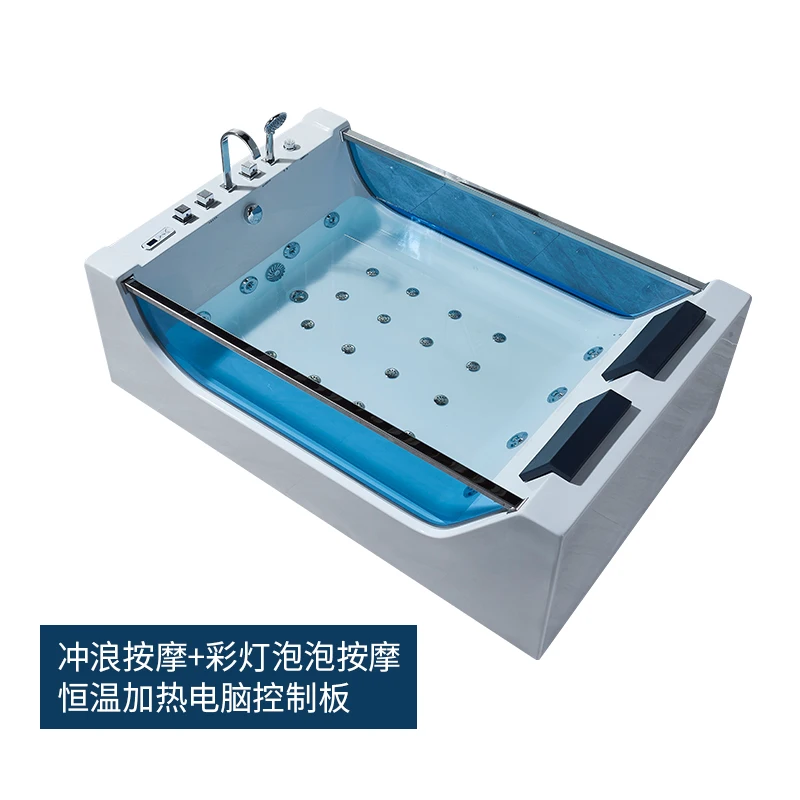 Джакузи массаж спа-ванна акрил большой ванной отеля LED струйного массажа 2 человек Двусторонняя Юбка Ванна гидромассажная на свежем воздухе