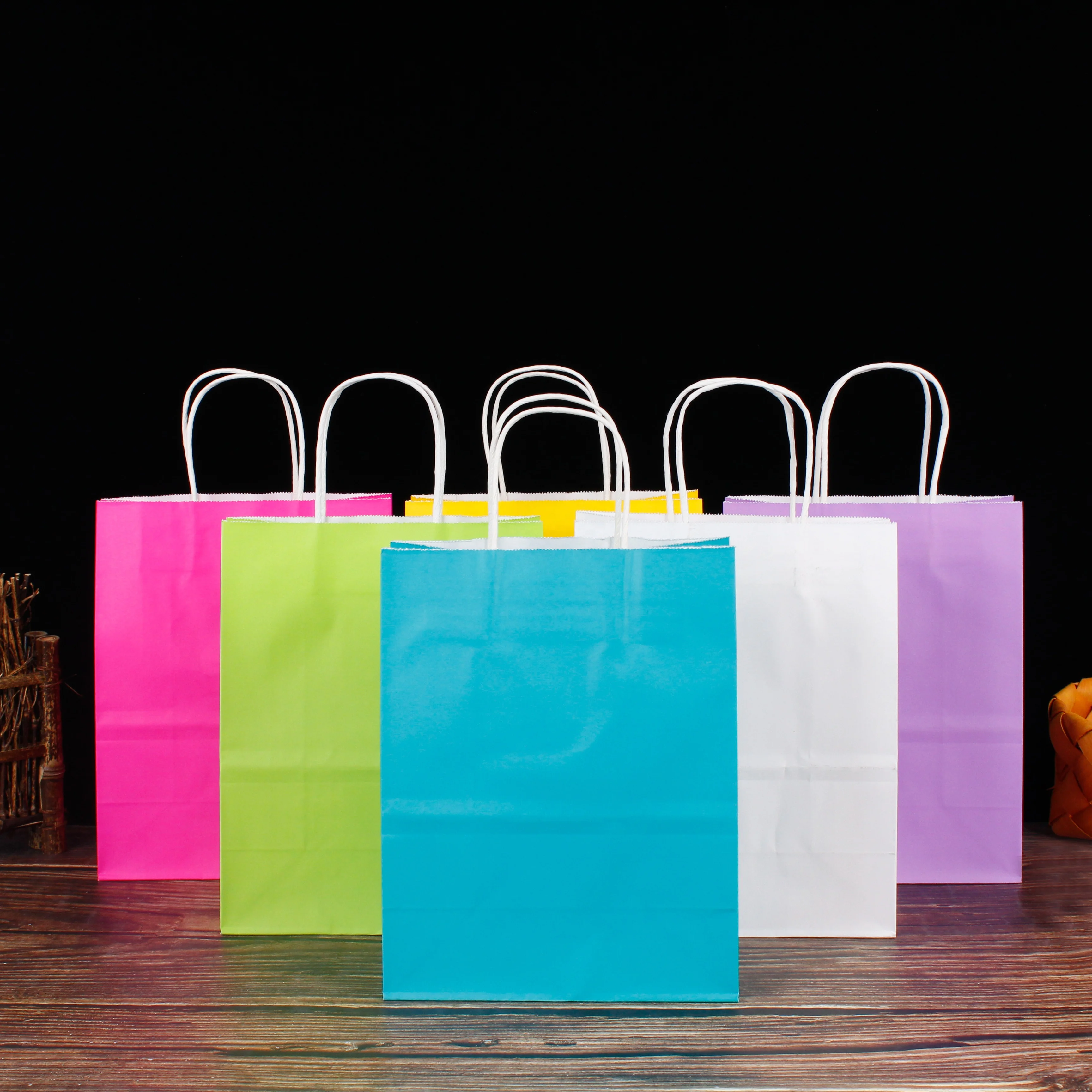 China Supply Festival Gift Packaging Birthday Party Shopping Tote Bag Customizable Pink Kraft Shopper Bag Paper With Handle