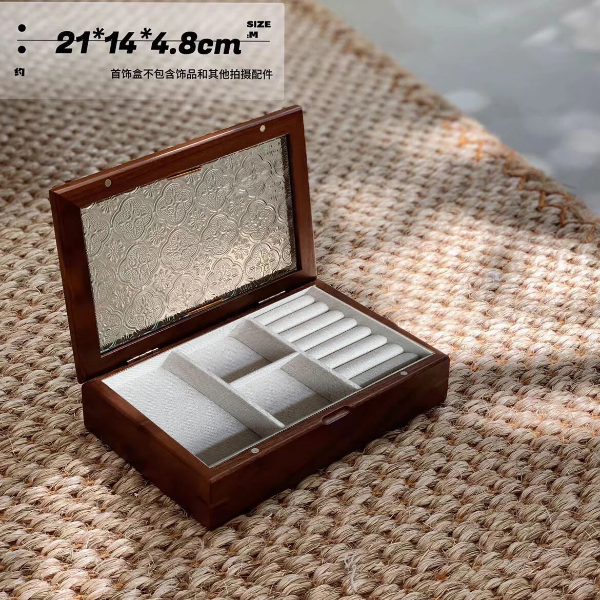 Vintage begonia glass wooden elegant jewelry storage box jewelry earrings necklace ring watch bracelet gift boxes