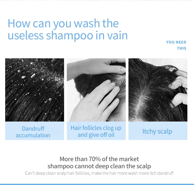 Natural Mineral Sea Salt Silicone Free Natural Hemp Hair Wash Massager Scalp Cleansing Shampoo for Oily Hair