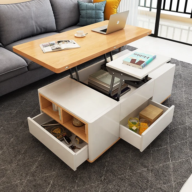 Мебель для гостиной, Многофункциональный Интеллектуальный подъемный деревянный журнальный столик