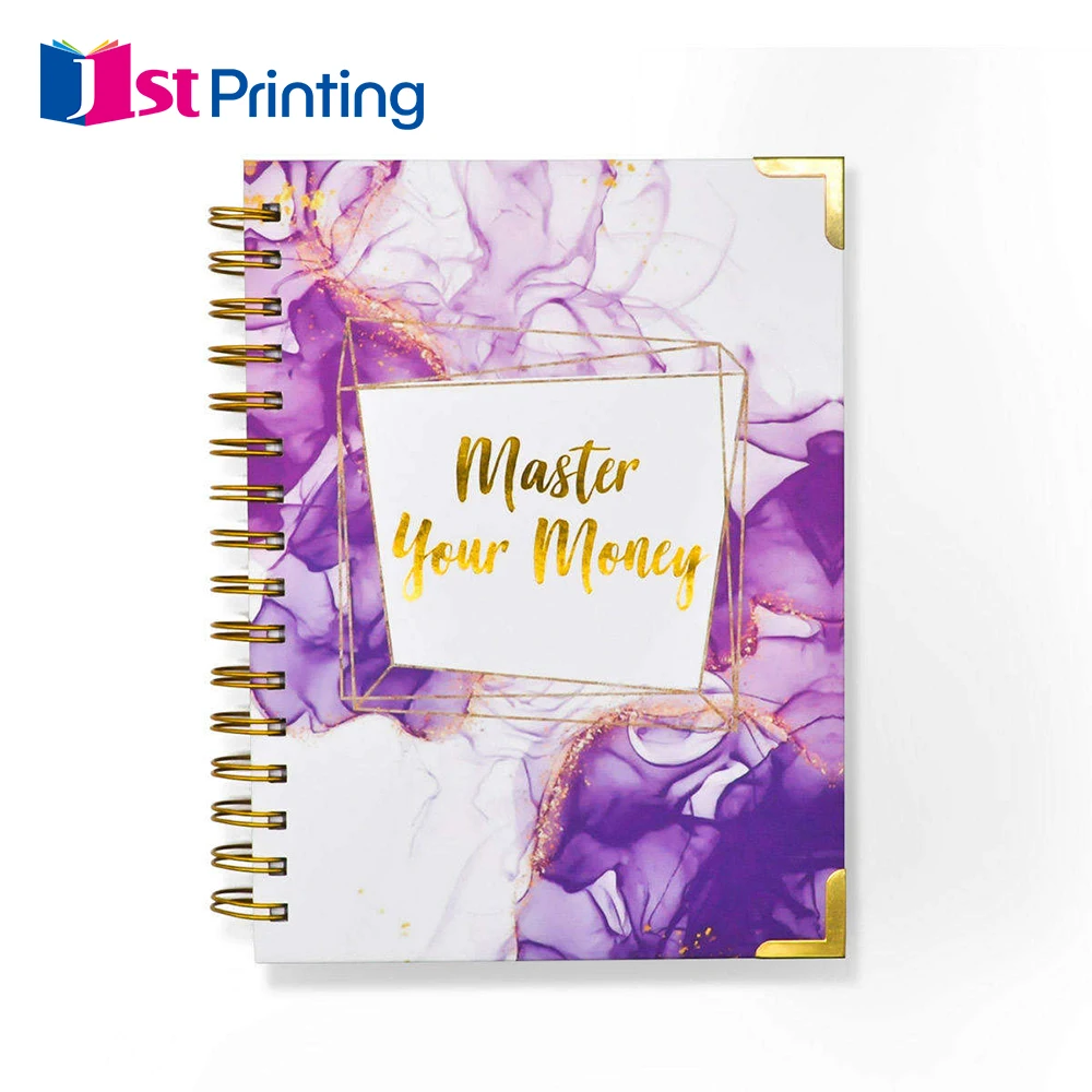 Custom Printed 120 Sheet Spiral Bound Hardcover Day Planner Journal Personalized Cover Notebooks Diary Journal
