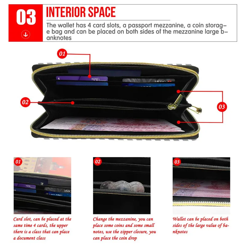 POD OEM Wallet PU Leather Ladies Clutch Long Zipper Phone Bag Piano Music Notes Pattern Purse Card Holder Portefeuille Femme